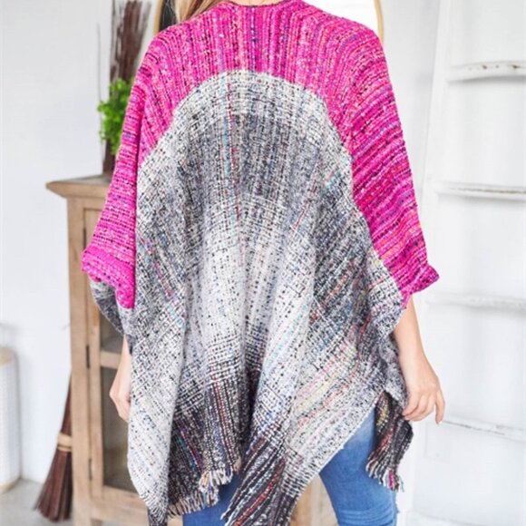 Multi Color Knit Sweater Shawl Wrap - Picture 2 of 6
